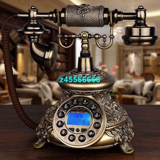 🌓夢裡🌓歐式創意旋轉仿古電話機田園家用按鍵電信移動辦公固定座機KH