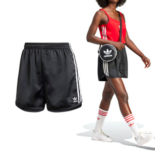 Adidas Sprint Shorts 女款 黑色 寬鬆 綁帶 緞面 運動 休閒 短褲 IU2528
