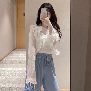 【Sweet Oversize】超僊雪紡防曬衣女夏新款韓版薄款開衫短外套寬鬆百搭小披肩罩衫女