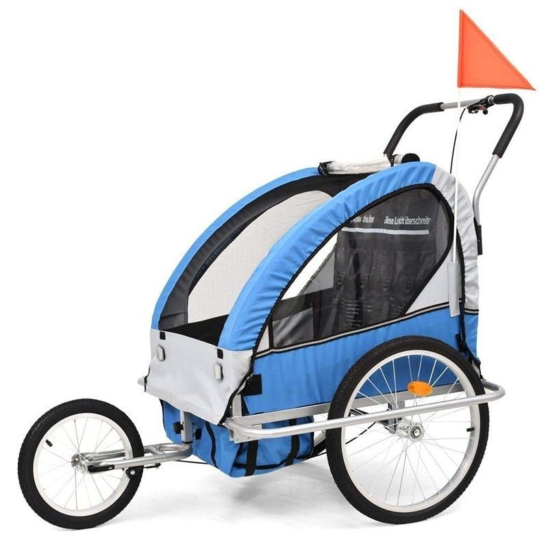 【總價咨詢客服】親子兒童自行車拖車可折疊雙人嬰兒寶寶手推車二合一*kk11