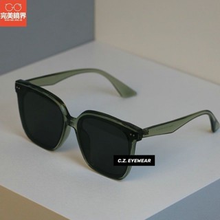 太陽眼鏡 墨鏡 眼鏡 海邊 新款 方形綠色墨鏡明星款素顏大臉顯瘦防紫外線 太陽眼鏡