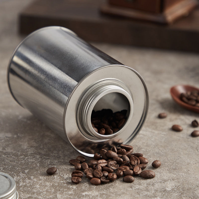 咖啡豆密封罐保存單向排氣閥食品級咖啡粉帶蓋戶外便攜馬口鐵防潮