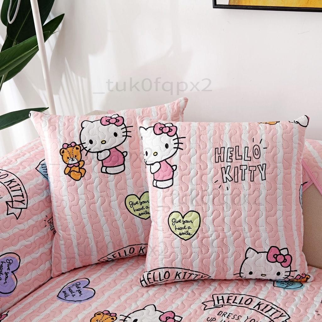 新品上架 粉色KT貓沙發墊 超多尺寸 防貓抓沙發套 沙發椅墊子 沙發罩巾 1/2/3/4人坐&amp;L型組合沙發墊 四季通用