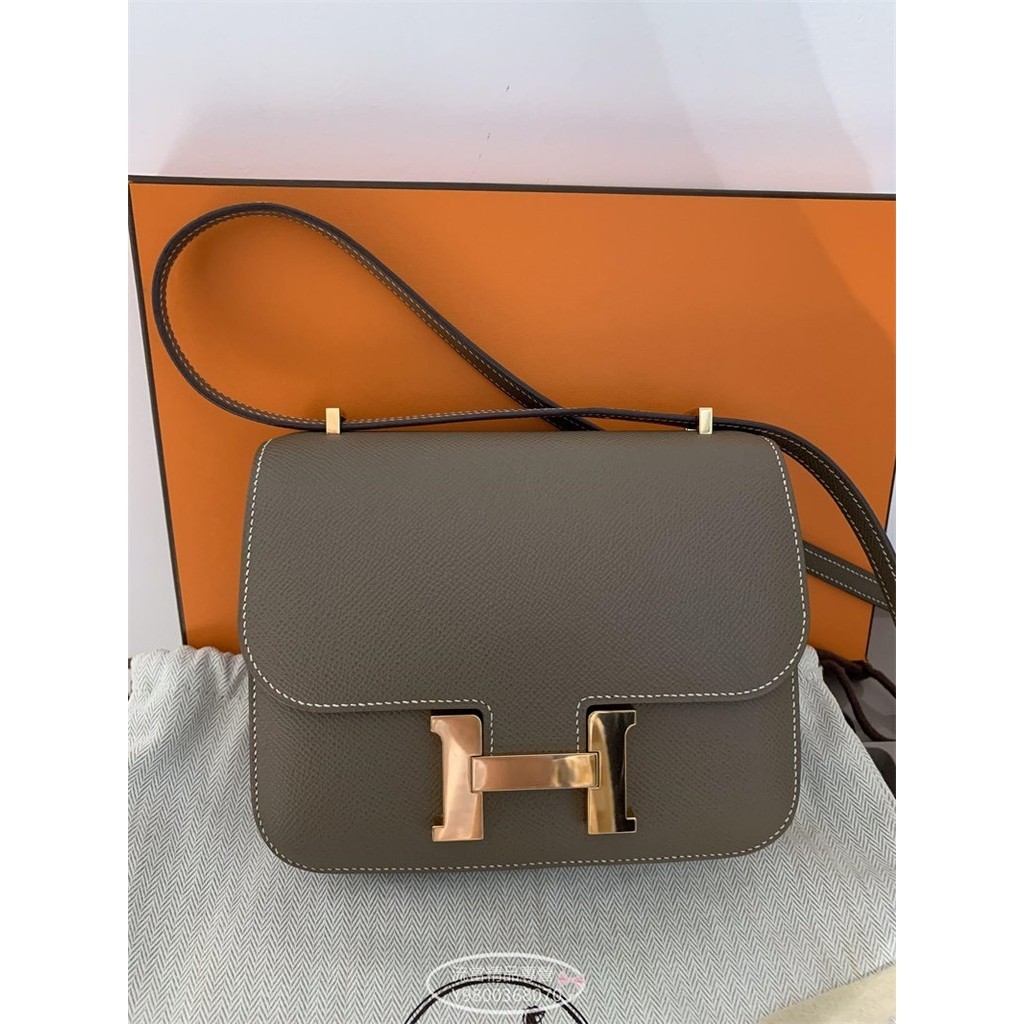 二手精品 Hermes CONSTANCE 18cm 玫瑰金 翻蓋肩背包 愛馬仕 迷你康康包 U刻