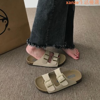 厚底拖鞋男女同款四季外穿年新款仙女森系復古pu舒適平底涼拖大碼雙槓拖鞋涼鞋沙灘鞋