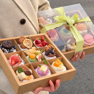 九宮格春遊露營野餐甜品盒 火鍋外賣透明打包盒 一次性蛋糕包裝盒子