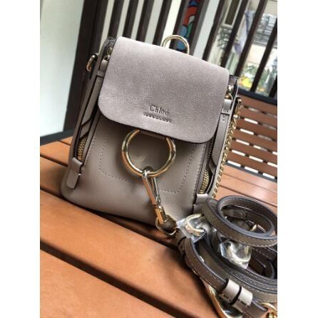 二手現貨 CHLOE 粉色/灰色後背包 Mini Faye Backpack grey 現貨