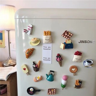 『小花甜鋪』🌟北歐ins美食冰箱貼3D立體食物磁力貼個性裝飾雞蛋麵包創意磁性貼