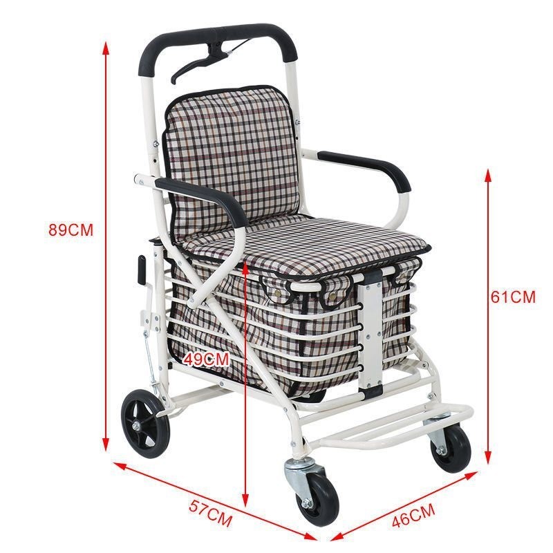 老年人代步折疊出行助步車手推可坐買菜購物車能推能坐的椅子 3KXX
