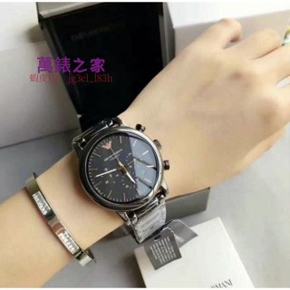 高端 Emporio Armani AR1509亞曼尼陶瓷三眼計時腕錶/男錶/黑x44mm 手錶