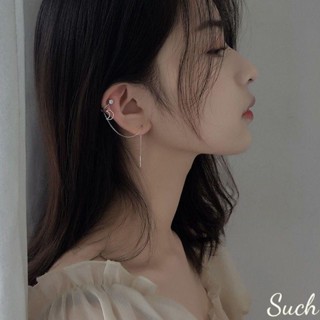 Such｜s925銀針／耳夾｜月亮閃鉆耳夾一式兩戴耳環 長款耳墜 氣質韓國耳線耳飾女 夾式耳環 耳夾式耳環 耳環夾式
