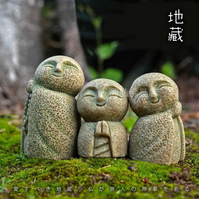 熱賣 石雕良緣地藏 日式花園石頭擺件 可愛小人偶石像 小菩薩 和尚 沙彌