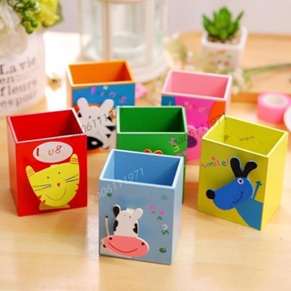 新品 特惠 精品 韓版可愛簡約木製筆筒ins收納盒化妝刷多功能小學生學習用品文具