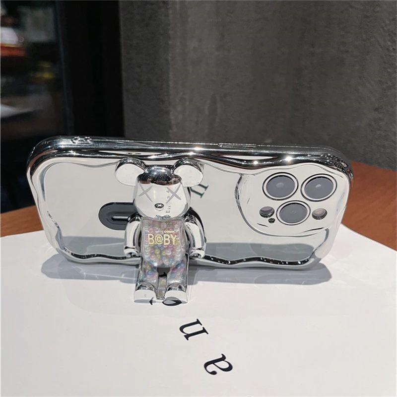 熱賣︱Kaws Bear 電鍍化妝鏡支架 Popsocket 手機殼適用於 IPhone 11 手機殼 14 Pro M