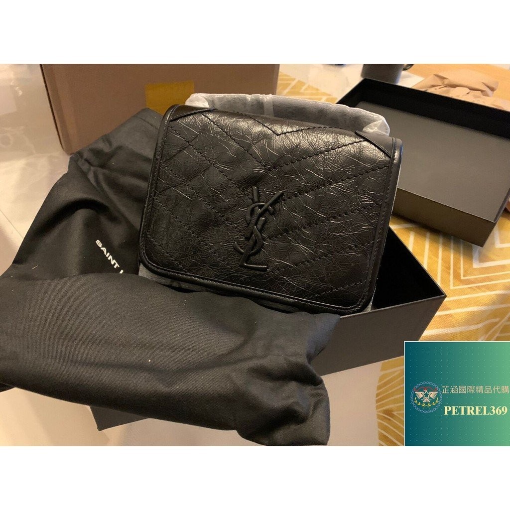 芷涵二手 SAINT LAURENT mini Niki YSL logo黑色 肩背包 斜挎包 鍊條包 583103