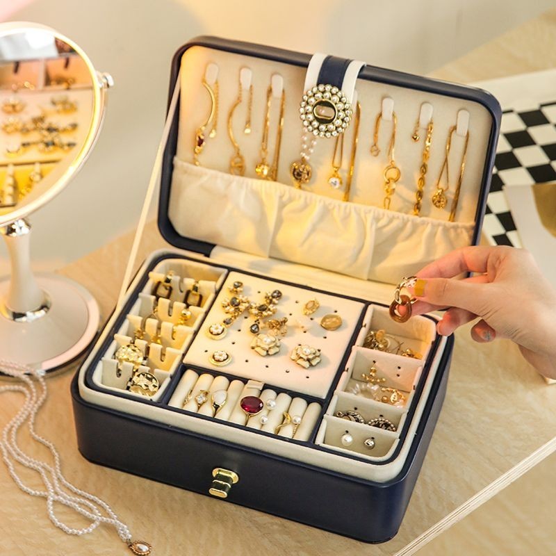 高檔首飾收納盒 項鏈 耳釘 耳環 耳飾 高級精緻首飾盒 手錶 飾品 黃金 珠寶收納盒