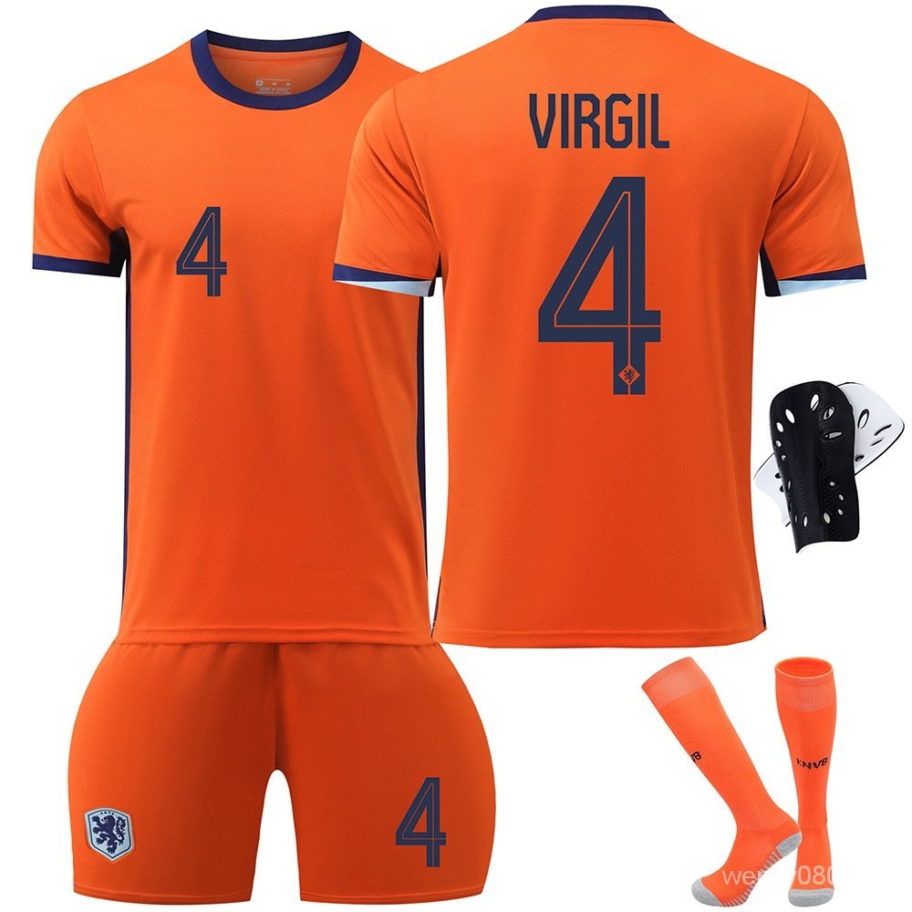 2024荷蘭主場足球服4號範迪剋10德佩11羅本21德容套裝歐洲杯球衣