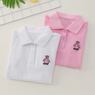 童裝 中大童 女童上衣 兒童 短袖POLO衫 女童短袖2024推薦新款潮男童POLO衫兒童帥氣純棉T恤學生寶寶洋氣夏裝