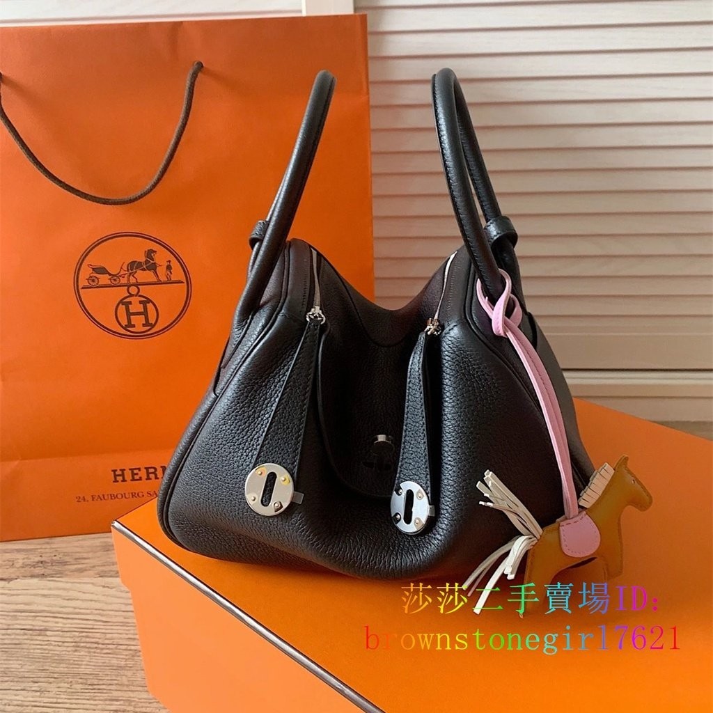 二手精品 HERMES 愛馬仕 LINDY 26 TC 金釦 銀扣 89 BLACK 黑色 手提包 單肩包