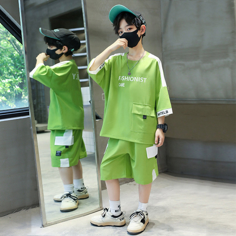 【桃園熱售】ML120-170CM 兒童裝 男童夏裝 中大童 男孩 夏季 薄款 運動衣服 潮牌 短袖