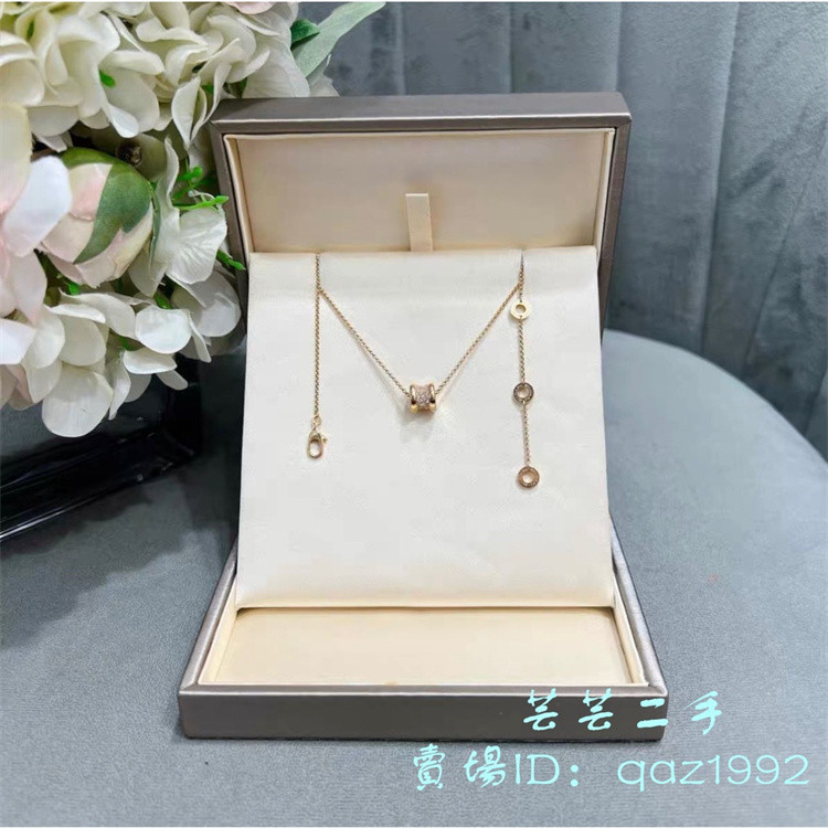 BVLGARI 寶格麗 B.ZERO1系列 小號 滿鑽小蠻腰 18K玫瑰金 項鏈 CL857518