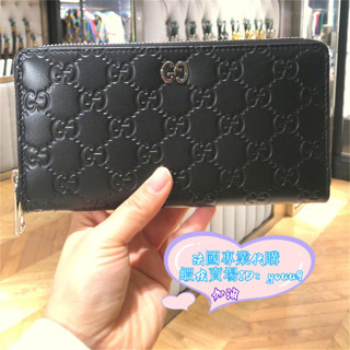 現貨+免運 GUCCI 古馳 GG銀Logo拉辣長夾/錢包/手拿包/皮夾 473928 墅紋皮革 女士長夾