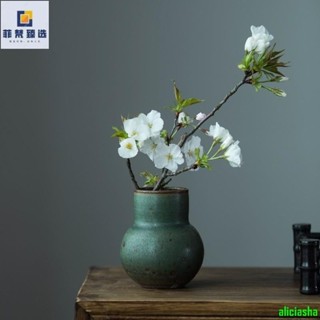 熱銷-新品花器推薦小號手工創意日式禪意復古做舊影綠陶藝花瓶插花擺件客廳裝飾品