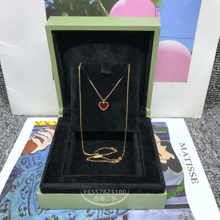 二手便宜出 VAN CLEEF &amp; ARPELS梵克雅寶愛心項鏈18K玫瑰金 愛心 心形紅玉髓吊墜項 特賣