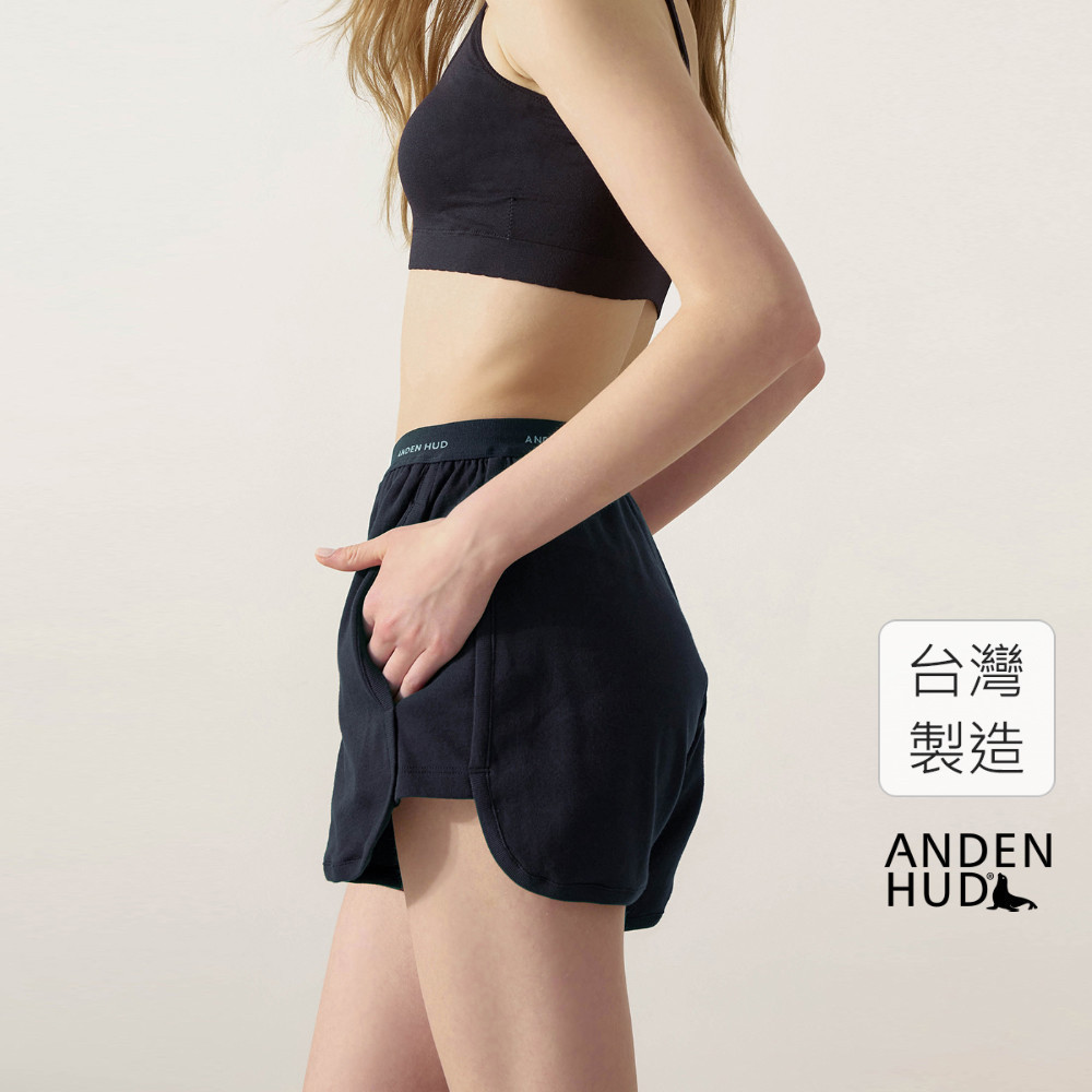 【Anden Hud】下身_療癒烘焙．純棉滾邊造型口袋短褲(黑色) 純棉台灣製