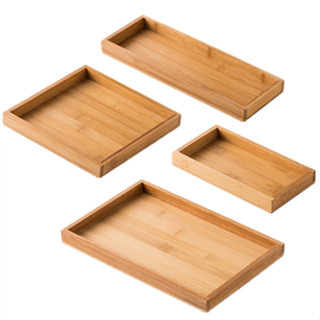 廚房手工製作竹木托盤 長方形茶盤 實木家用功夫茶具水杯托盤 日式木質面包木餐盤 日式竹木盤子