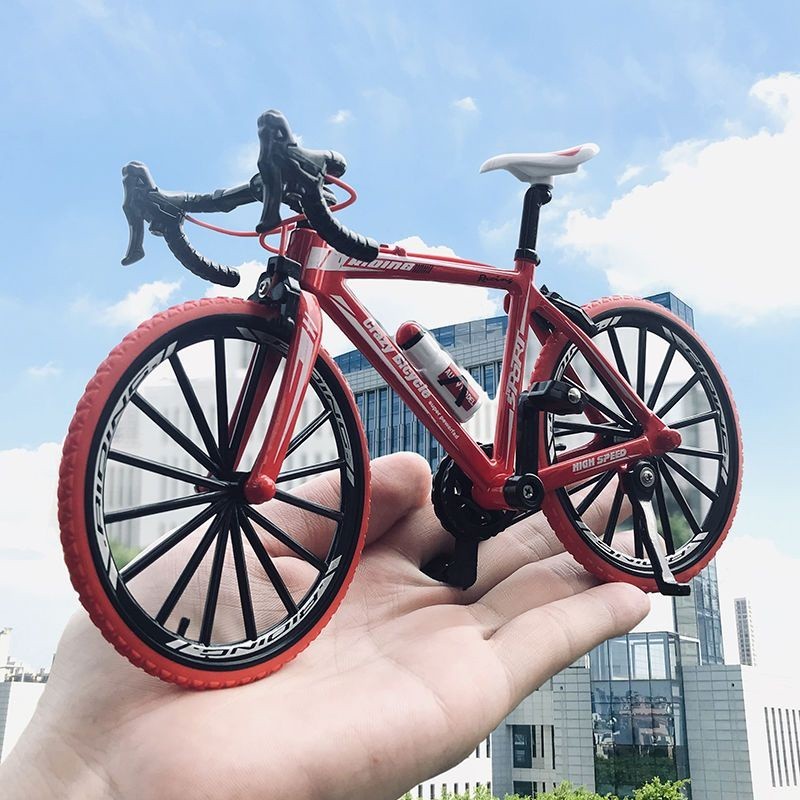 【西早雜貨】迷你單車模型 自行車模型 仿真模型 腳踏車模型創意仿真合金迷你自行車模型擺件折疊山地車拼裝單車兒童玩具禮物