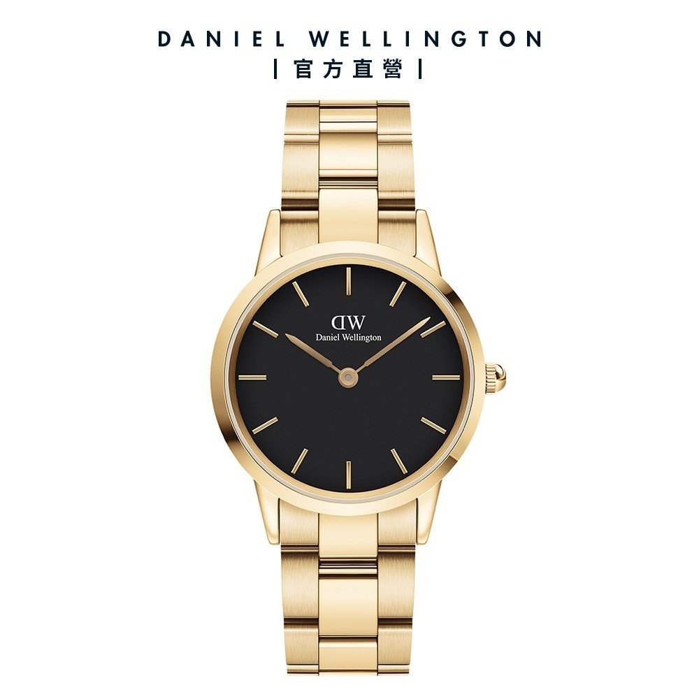 【Daniel Wellington】DW 手錶 Iconic Link 28mm/32mm精鋼錶-香檳金/黑錶盤