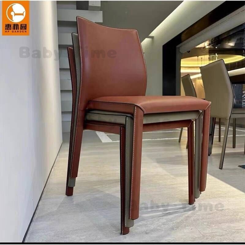 可疊放馬鞍椅設計師意式極簡傢用餐椅簡約輕奢古典北歐高端網紅椅