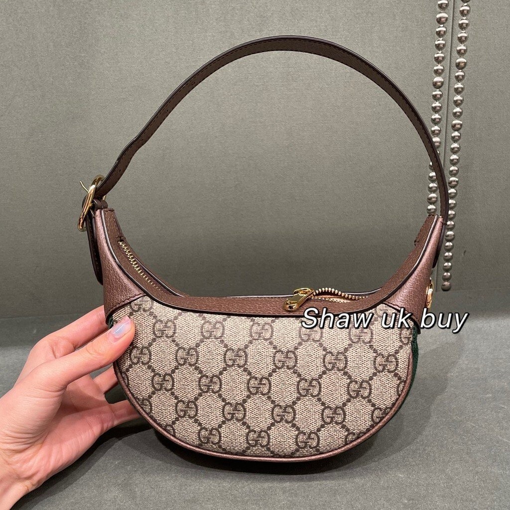 精品二手 Gucci 古馳 新款 經典老花 棕色 腋下包 女包 肩背包 斜跨包 手提包 托特包 迷你手袋 6585