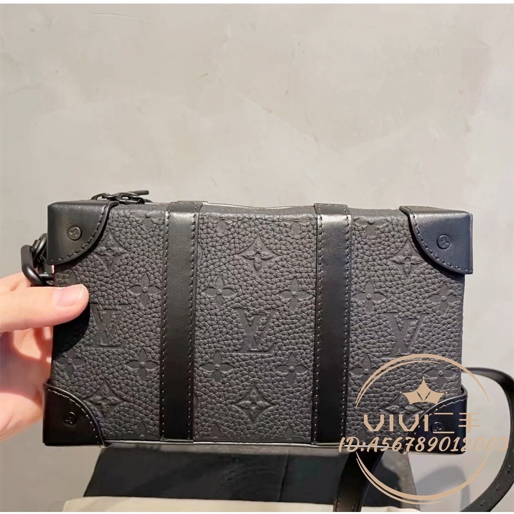 二手現貨 LV 路易威登 SOFT TRUNK WALLET 黑色壓紋老花 盒子包 單肩包 斜挎包 M80224