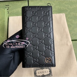 精品二手GUCCI 古馳 Guccissima 黑色壓紋logo 對折長夾 錢包 長錢包 錢夾 473920 現貨免運