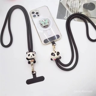 『快速』 100%正品✨ 熊貓掛脖繩手機掛繩長款寬版防丟高階多功能新款手機殻通用夾片款