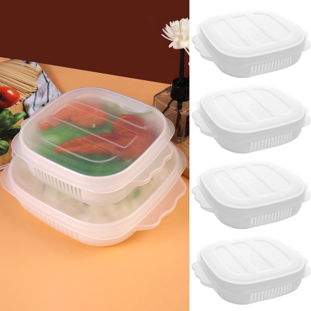 衣酱💖便攜式便當盒/帶蓋冰箱保鮮盒/微波爐米飯保鮮盒/家用可排水保鮮盒/廚房水果蔬菜容器