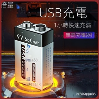 【台灣精選】倍量 9v鋰電池 usb充電 大容量 萬用表儀器 吉他6F22方塊電池套裝話筒 WVEP