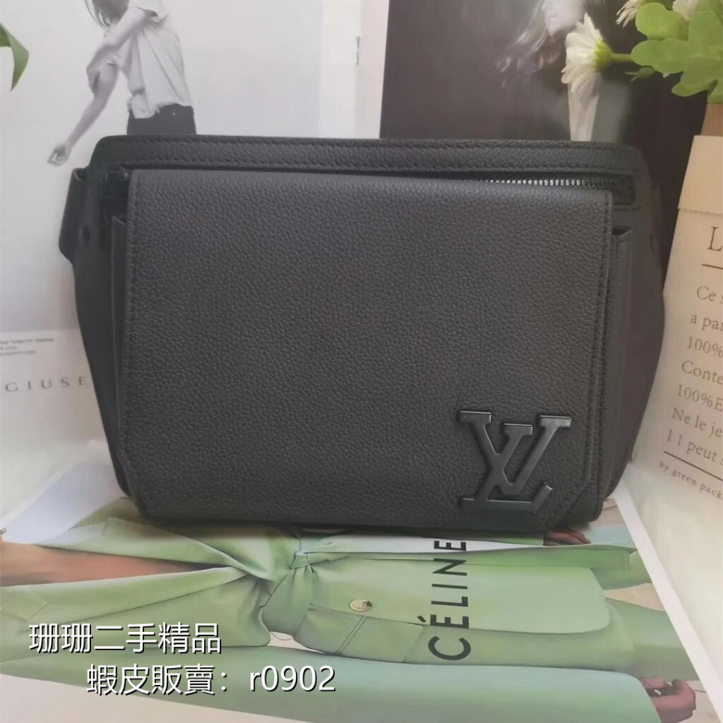 【二手精品】LV 路易威登 Takeoff Aerogram 顆粒小牛皮 腰包 斜挎包 斜背包 男包 M57081