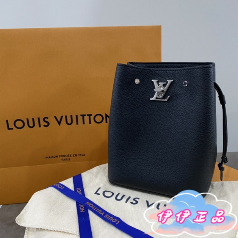 路易威登 LV NANO LOCKME Bucket Mini M68709黑色單肩包 迷你水桶包 斜挎包