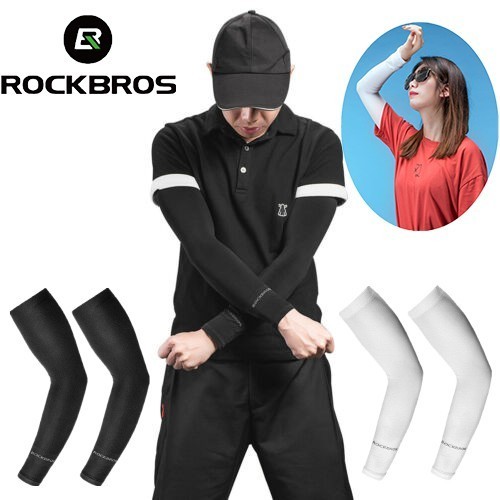洛克兄弟（ROCKBROS）袖套買一送一男女戶外冰絲防曬防紫外線開車護臂套袖通用款騎行防曬 黑色 通用款