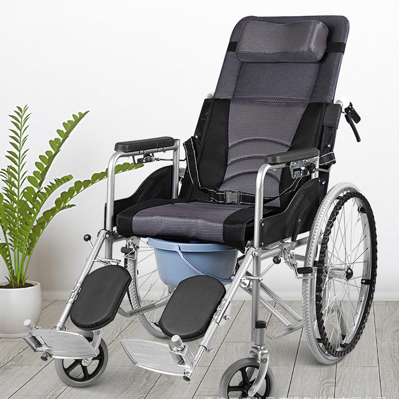 老人輪椅輕便折疊手動電動醫用醫院室內傢用老年能躺專用護理批髮