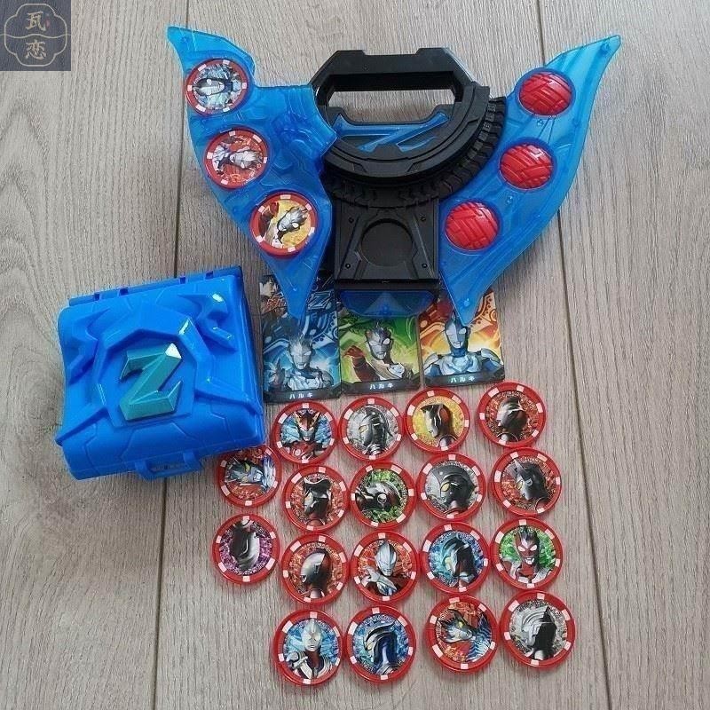 超人力霸王 澤塔變身器奧特曼升華器卡片勛章全套軟膠人偶男孩的玩具套裝男孩 動漫周邊