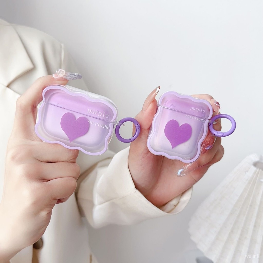 【🔥科技精選🔥】愛心紫色款蘋果耳機殻軟殻3代2代藍牙耳機保護套二代潮款馬卡龍