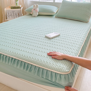 💥臺灣熱賣💥 新款純色花邊款乳膠床笠加厚0.4乳膠涼席 乳膠床包 標準雙人床包 乳膠床包 單人加大床包