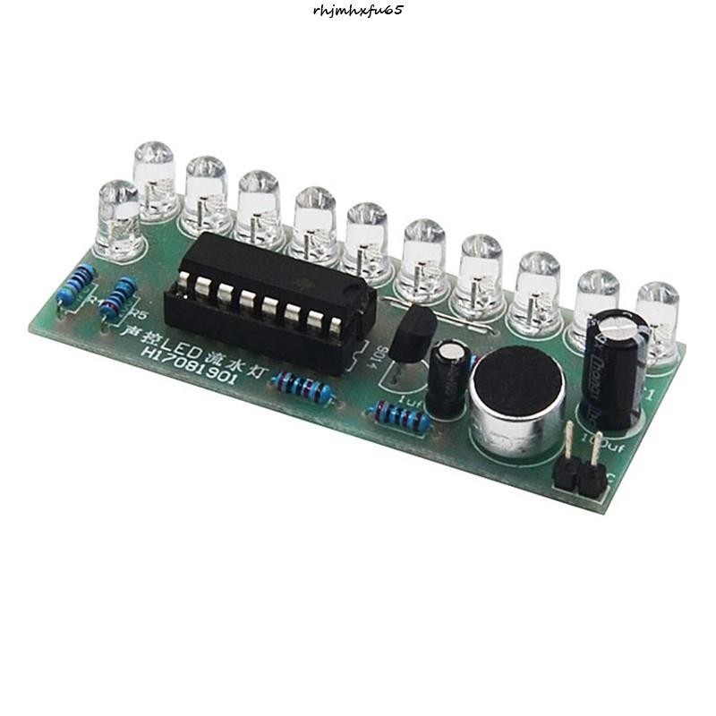 現+免運🚀聲控LED流水燈套件 CD4017彩燈控制趣味電子製作教學實訓散件 DIY