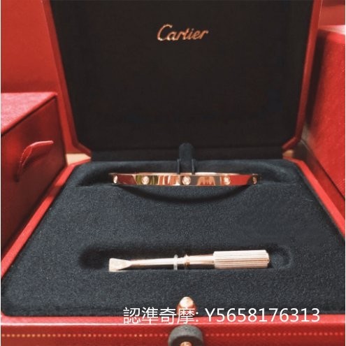 二手便宜出 CARTIER卡地亞 LOVE系列 18K玫瑰金手鐲 十鑽 窄版 手環 B6047917
