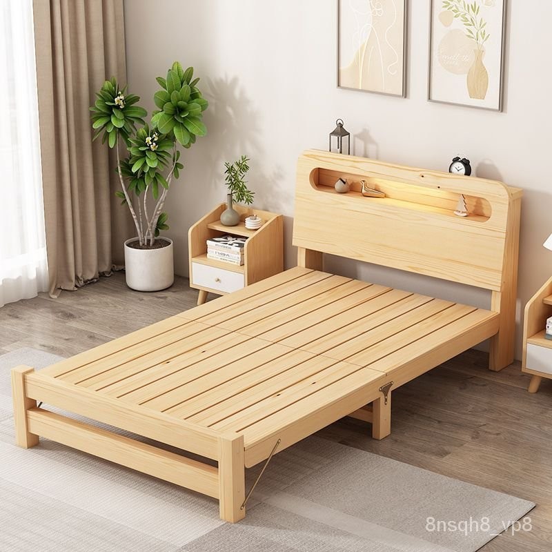 廠傢直發 免安裝折疊床實木硬闆床傢用出租房單人床1.5簡易床成人1.8米雙人