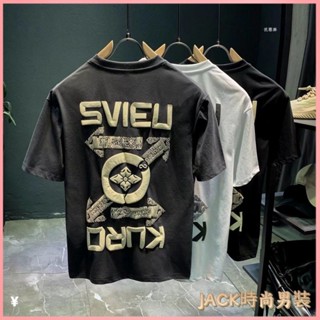 JACK 大尺碼男裝 T恤 短袖T恤 休閒上衣 韓版t恤 歐洲站純棉短袖T恤男裝潮牌夏季ins潮流精神小夥百搭體恤印花上